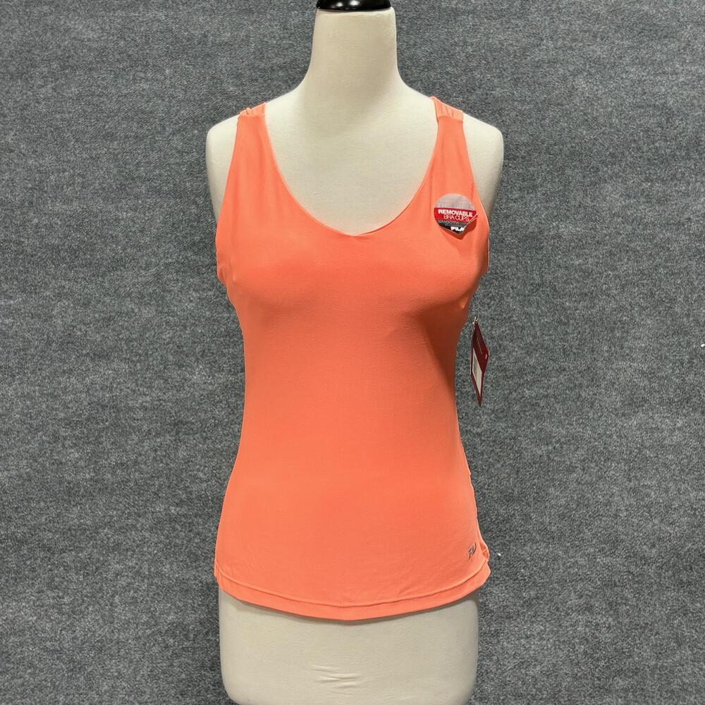 Fila Do The Twist Tank Top Womens Small Orange Built In Bra Racerback Athletic